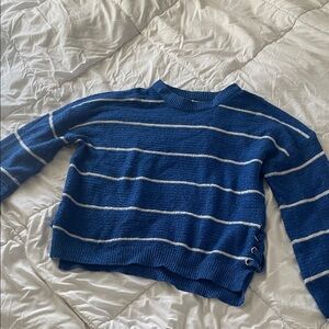 SO Women's Blue and White Striped Sweater